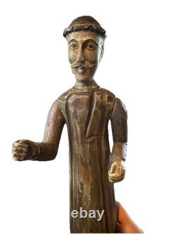 VTG folk wood carved man. Signed By Acclaimed Artist & Woodcarver Bill G. Brady