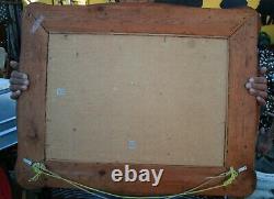Very Large Intricate Tramp Art Hand Carved Picture Frame 32 x 21 WOW Lower $