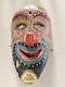 Very Old Clown Payaso Handpainted Carved Wood Mask Folk Art Dancing Mexico