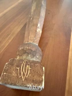 ViTG Hand Carved Wood Madonna Statue Queen of the World 12.5 Folk Art Signed JW