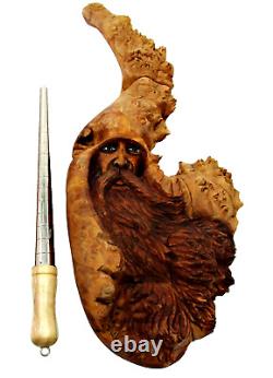 Vintage'03 Sgnd Jack Leslin Large Hand Carved Wood Folk Art Tree Spirit Wizard
