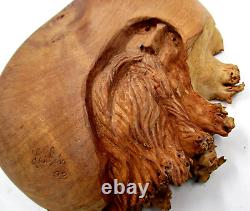 Vintage'03 Signed Jack Leslin Hand Carved Wood Folk Art Tree Spirit Wizard Face