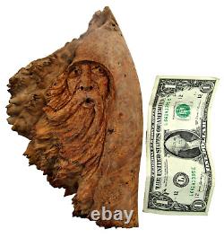 Vintage'05 Signed Jack Leslin Hand Carved Wood Folk Art Tree Spirit Wizard Face