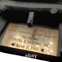 Vintage 17.5 Carved Wooden Folk Art Train Engine Trophy Locomotive Conductor