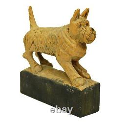 Vintage 1930's Primitive Folk Art Carved Wood Block Dog