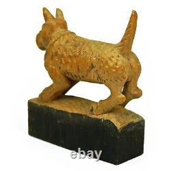 Vintage 1930's Primitive Folk Art Carved Wood Block Dog