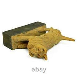 Vintage 1930's Primitive Folk Art Carved Wood Block Dog