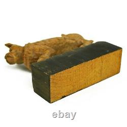 Vintage 1930's Primitive Folk Art Carved Wood Block Dog