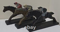 Vintage 1940s Wooden Folk Art #1, #2, #3 Handcarved/Painted Jockey&Race Horse s
