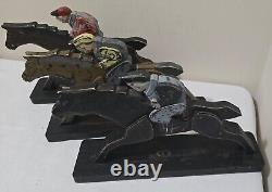 Vintage 1940s Wooden Folk Art #1, #2, #3 Handcarved/Painted Jockey&Race Horse s
