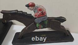 Vintage 1940s Wooden Folk Art #1, #2, #3 Handcarved/Painted Jockey&Race Horse s