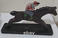 Vintage 1940s Wooden Folk Art #1, #2, #3 Handcarved/Painted Jockey&Race Horse s