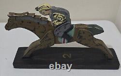 Vintage 1940s Wooden Folk Art #1, #2, #3 Handcarved/Painted Jockey&Race Horse s