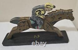 Vintage 1940s Wooden Folk Art #1, #2, #3 Handcarved/Painted Jockey&Race Horse s