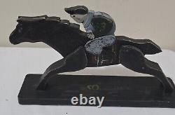 Vintage 1940s Wooden Folk Art #1, #2, #3 Handcarved/Painted Jockey&Race Horse s