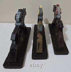 Vintage 1940s Wooden Folk Art #1, #2, #3 Handcarved/Painted Jockey&Race Horse s