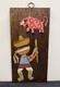 Vintage 1970s Carved Wood Relief Boy & Piñata Pinata Mexican Folk Art Wall Panel
