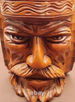Vintage 1976 Argentine Gaucho Wood Carved Bust Signed C. A. Salvay Folk Art