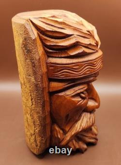 Vintage 1976 Argentine Gaucho Wood Carved Bust Signed C. A. Salvay Folk Art