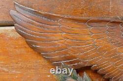 Vintage 1985 Hand Carved Wood US American Eagle Patriotic Wall Folk Art Signed