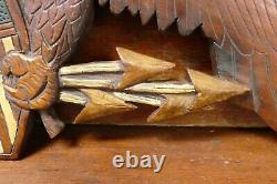 Vintage 1985 Hand Carved Wood US American Eagle Patriotic Wall Folk Art Signed