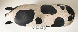 Vintage 1987 Artist Signed Tate Hand Carved Wood Painted Folk Art Farm Mom Pig