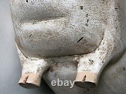 Vintage 1987 Artist Signed Tate Hand Carved Wood Painted Folk Art Farm Mom Pig