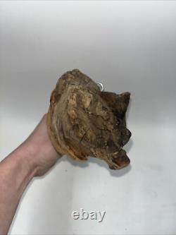 Vintage 1991 Wooden Hand Carved Face Folk Art by Dan Owens Wall Hanging