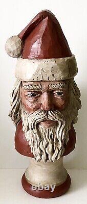 Vintage 1992 Christopher La Montagne Hand Carved Painted LG Folk Art Santa Claus