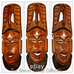 Vintage 19 African Hand Carved Wooden Elephant Mask, Tribal Folk Art, Wall Deco