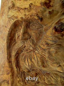 Vintage 2000 Y2K Signed Jack Leslin Hand Carved Wood Folk Art Tree Spirit Wizard