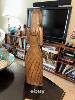 Vintage 2001 Hand Carved Jamaica Folk Art Woman Port Antonio