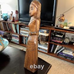 Vintage 2001 Hand Carved Jamaica Folk Art Woman Port Antonio