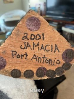 Vintage 2001 Hand Carved Jamaica Folk Art Woman Port Antonio