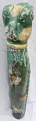 Vintage 32 Folk Art Wood Carved OOAK Handmade Lizard Gecko Frog Totem CD Holder