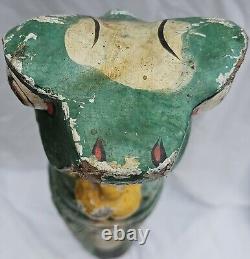 Vintage 32 Folk Art Wood Carved OOAK Handmade Lizard Gecko Frog Totem CD Holder