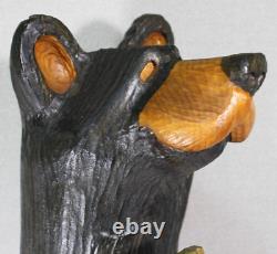 Vintage 33 BSC Big Sky Carvers Jeff Fleming Solid Carved Wood Bear with Salmon