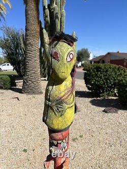 Vintage 67 Hand Carved And Painted Wood Folk Art Totem Pole