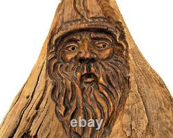 Vintage 90's Signed Jack Leslin Large Wood Carving Tree Spirit Wizard Folk Art