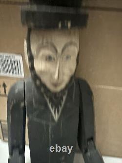 Vintage Abraham Lincoln Wooden 32 Lumberjack Jig Doll Figure Jointed Folk art