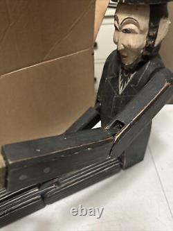 Vintage Abraham Lincoln Wooden 32 Lumberjack Jig Doll Figure Jointed Folk art