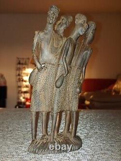 Vintage African Ebonywood Tribe Warriors Team Sculpture Figure Statue Art Decor