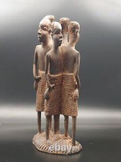 Vintage African Ebonywood Tribe Warriors Team Sculpture Figure Statue Art Decor
