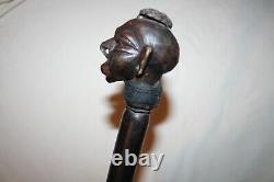 Vintage African Folk Art Cane Cool Face Immaculate Carving Ooak Walking Stick
