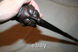 Vintage African Folk Art Cane Cool Face Immaculate Carving Ooak Walking Stick