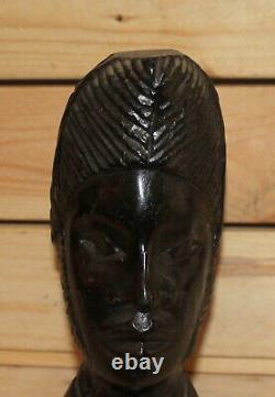 Vintage African hand carving wood bust figurine