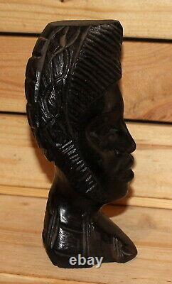 Vintage African hand carving wood bust figurine