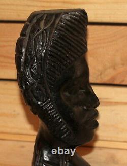 Vintage African hand carving wood bust figurine