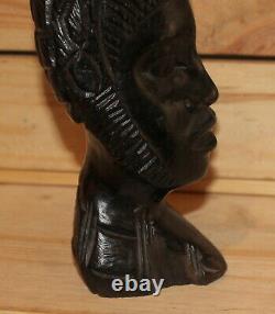 Vintage African hand carving wood bust figurine