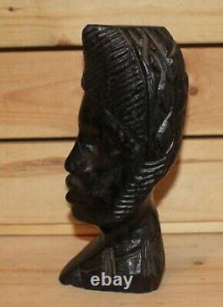 Vintage African hand carving wood bust figurine